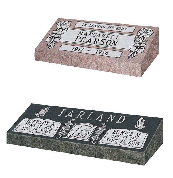 pillow marker, beveled marker, bevel marker, granite marker, grave marker